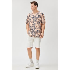 Koton Short Sleeve Shirt Stripe Print Detail Turndown Collar