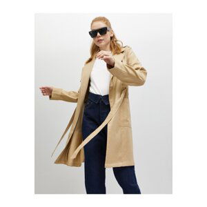 Koton Pocket Detailed Long Sleeve Trench Coat with Tie Waist