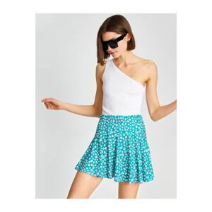 Koton Floral Mini Skirt With Elastic Waist Ruffled
