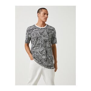 Koton Ethnic Printed T-Shirt Crew Neck Short Sleeve