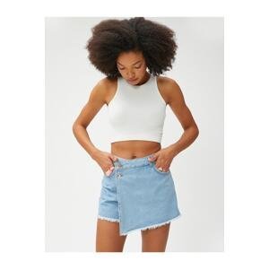 Koton Denim Shorts Skirt Pocket Detailed Buttoned Cotton