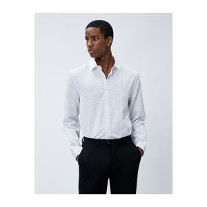 Koton Sports Shirt Geometric Detailed Classic Collar Slim Fit Non Iron
