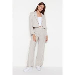 Trendyol Stone Wide Leg/Wide Leg Woven Striped Trousers