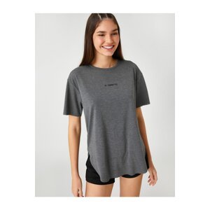 Koton Oversized Sports T-Shirt with Printed Short Sleeves, Crew Neck.