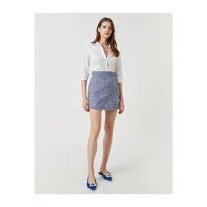 Koton High Waist Tweed Mini Skirt