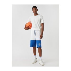 Koton Basketball Printed Shorts with Waist Tie