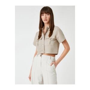 Koton Outdoor Look Crop Shirt Pocketed Buttoned Modal