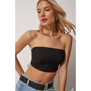 Happiness İstanbul Women's Black Strapless Knitted Bralette