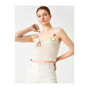 Koton Crop Tank Top with Knitted Detail and Straps