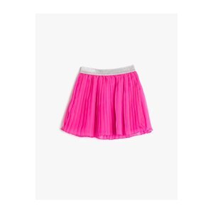 Koton Pleated Tulle Skirt with Shimmer. Elastic Waist, Lined.