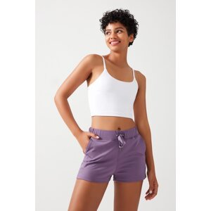 LOS OJOS Women's Lilac Pocket Elastic Waist Basic Fit Sports