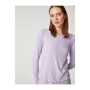 Koton Pajama Top With Long Sleeves, Textured Embroidery