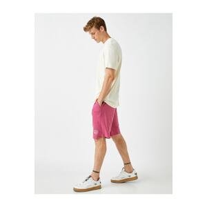 Koton Men's Fuchsia Lace-Up Shorts with Logo