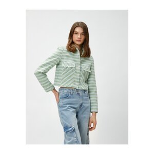 Koton Crop Jacket Buttoned Shirt Collar with Pockets