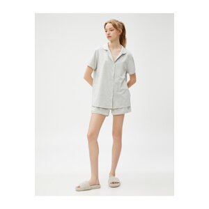 Koton Short Sleeve Pajamas Set Short Sleeve Shirt Collar Buttoned