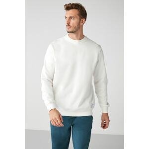 GRIMELANGE Travis Men's Soft Fabric Regular Fit Round Collar White Sweatshir