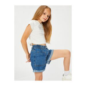 Koton Jeans Shorts with elasticated waist and button pockets. Cotton