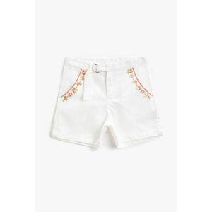 Koton Girl's Ecru Pocket Detailed Shorts Cotton