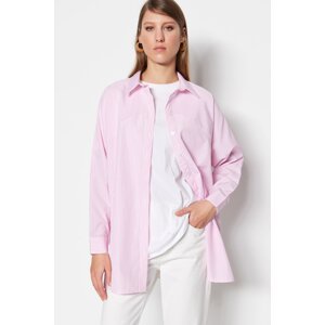 Trendyol Pink Striped Woven Cotton Shirt