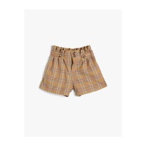 Koton Girl's Yellow Plaid Shorts