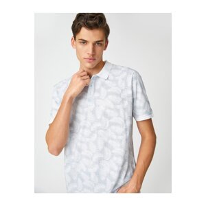 Koton Polo Neck T-Shirt Leaf Detail Buttoned Cotton Slim Fit