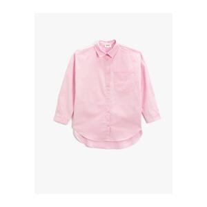 Koton Oversize Shirt Single Pocket Long Sleeve Cotton