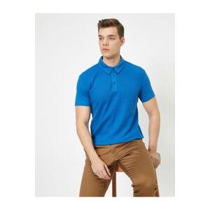 Koton Men's Blue Short Sleeve Polo Neck T-Shirt