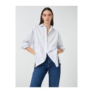 Koton Oversize Poplin Shirt Snap-On Long Sleeve