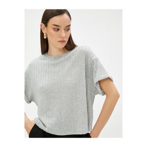 Koton Crop T-Shirt Short Sleeve Knit Pattern