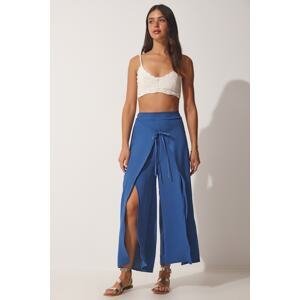 Happiness İstanbul Women's Blue Skirt-Look Ayrobin Shalwar Pants DE0009