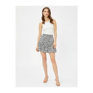Koton Floral Mini Skirt Layered Elastic Waist Ecovero® Viscose