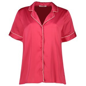 Koton Satin Pajama Top Short Sleeve Shirt Collar Buttoned Embroidered