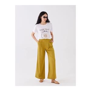 LC Waikiki Lcw Women's Casual Loose Fit Straight Linen Blended Trousers.