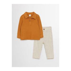 LC Waikiki Long Sleeve Polo Neck Baby Boy T-Shirt And Pants 2-Pair Set