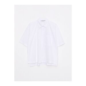 LC Waikiki Women's Front Button Closure Plain Short Sleeve Poplin Shirt