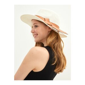 LC Waikiki Women's Straw Fedora Hat with Applique Detail