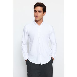 Trendyol White Slim Fit Leather Accessory Shirt