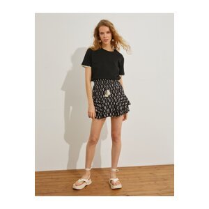 Koton Ethnic Patterned Layered Mini Skirt with Tie Waist