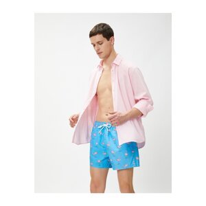 Koton Marine Shorts with Flamingo Print, Tie Waist, Pocket Detailed.