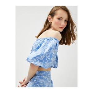 Koton Open Shoulder Crop Blouse with Balloon Sleeves