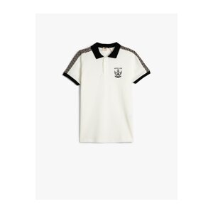 Koton Short Sleeve Polo T-Shirt with Buttons and Stripe Detail.