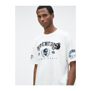 Koton Oversize T-Shirt Skull Printed Crew Neck Cotton