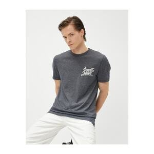 Koton Slim Fit T-shirt with Embroidered Detail, Short Sleeves, Crew Neck.