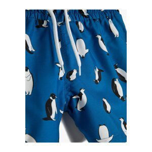 Koton Swimsuit Tie Waist Penguin Printed Mesh Lined