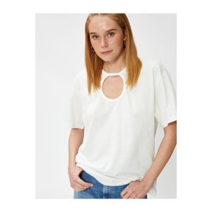 Koton Cotton T-Shirt with Window Detail Relax Fit.