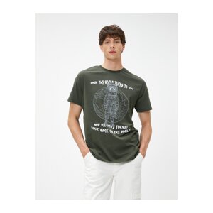 Koton Motto Printed T-Shirt Crew Neck Space Theme Short Sleeve