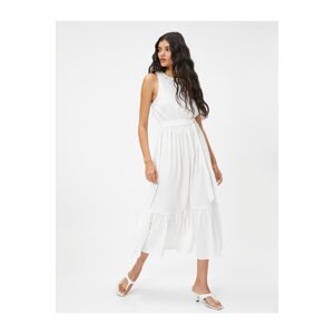 Koton Midi Dress Collar Detailed Sleeveless