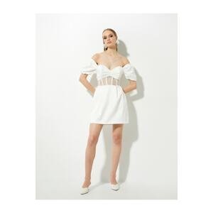 Koton Bridal Mini Dress Off-the-Shoulder Bodice Detailed