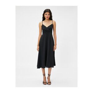 Koton Strapless V-Neck Draped Midi Length Dress