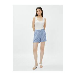 Koton Linen-Mixed Shorts With Pockets, Double Legs.